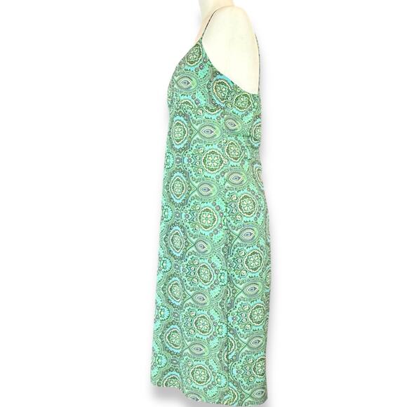 Y2K Babydoll Vintage Blue Green Medallion Phoebe Buffay Midi Slip 90s Dress L/XL - Picture 5 of 6